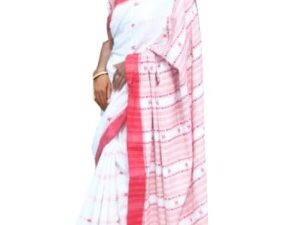 Katrina Handloom Red Border Adivasi Saree